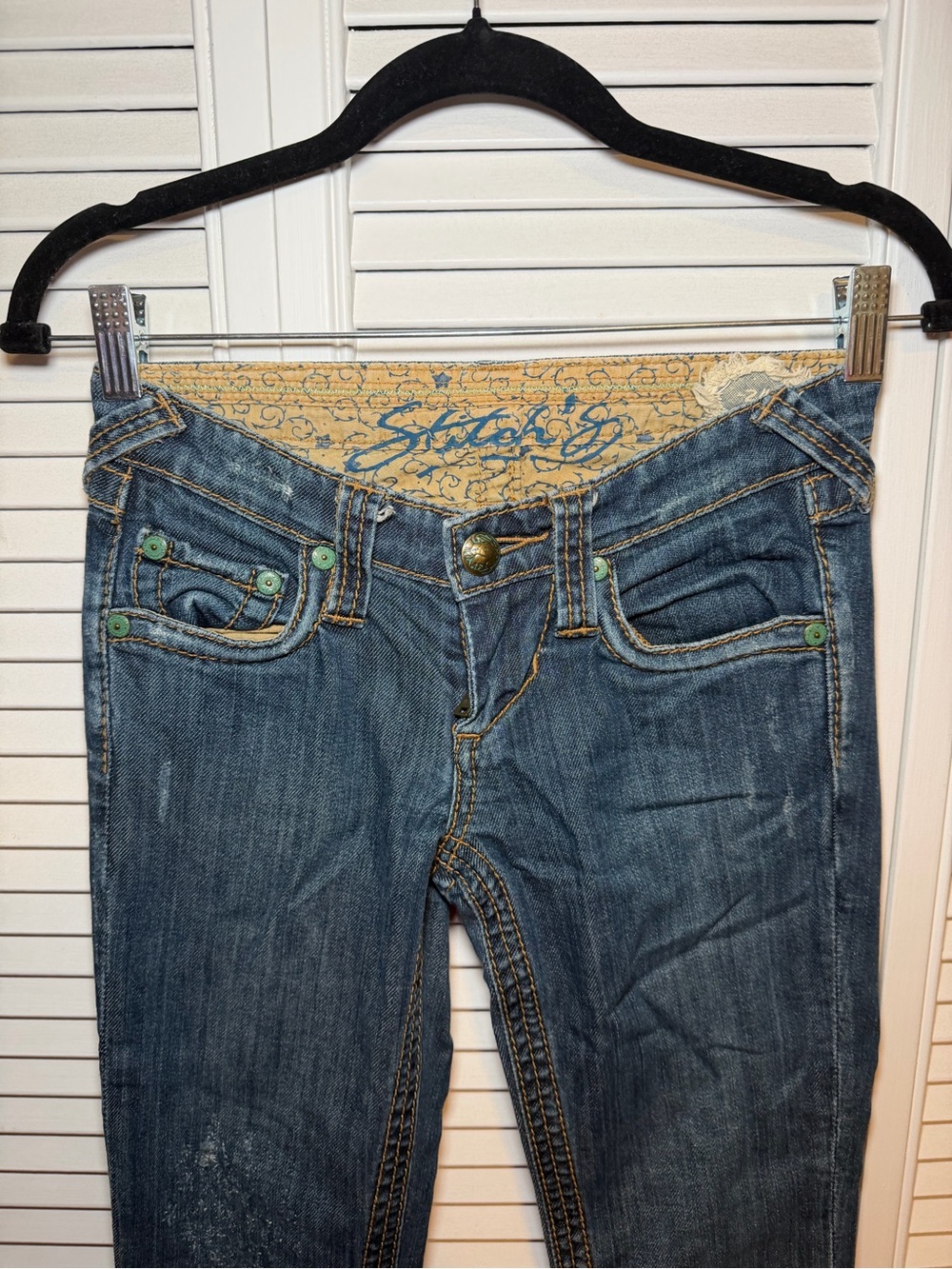 Stitch’s Seminole Women’s Blue Straight Leg Jeans Distressed Y2K Size 24 - Picture 4 of 10
